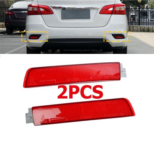 Réflecteur de pare-chocs arrière de voiture 2 pièces pour Nissan Sentra 2013-2018 265655C000 lentille rouge gauche + droite