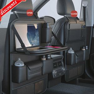 Nouveau sac de rangement de grande capacité pour organisateur de siège de voiture avec plateau de tablette pliable en cuir PU multi-poches sac organisateur automatique