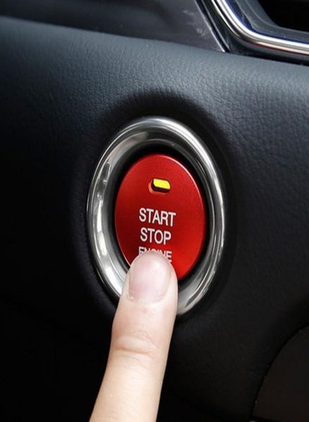 Nouvelle voiture starter stop moteur d'allumage bouton-bouton à bouton-bouton en aluminium en aluminium Accessoires de style couverture pour Mazda Enclave CX345 ATEZ9079696