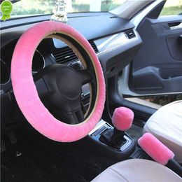 Nouvelle couverture de volant de voiture changement de vitesse frein à main couverture protecteur décoration chaud Super épais en peluche collier doux femmes homme