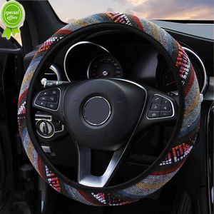 Nuevo protector para volante de coche sin anillo interior 37-38 cm/ 15 pulgadas tela de lino grueso de estilo étnico para TOYOTA-COROLLA para AUDI-A6 para TIGUAN