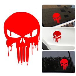 Nieuwe Auto Sticker voor Tesla 15x10.1cm Bloody Punisher Schedel Reflecterende Motorcycle Decal Rood voor Halloween Pasen Auto decoratie