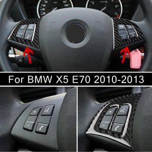 Style de voiture neuf réel style en fibre de carbone pour BMW X5 E70 2011 2012 2013 Le cadre du bouton de volant 2013 Coverse d'autocollants TRIM257S