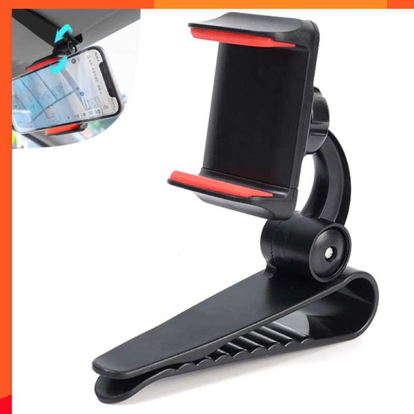 Nouveau support de téléphone pare-soleil de voiture support de montage de rotation de 360 degrés support de navigation de voiture universel clip pour Iphone 14 13 Xiaomi Samsung