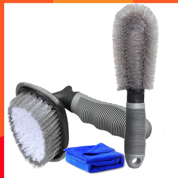 Nouvelle brosse de nettoyage de jante de roue de pneu de voiture ensemble de brosse de détail pour le nettoyage de pneu de véhicule brosses métalliques enduites de plastique outils de lavage de voiture