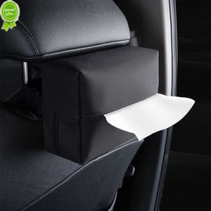 Nouveau support de boîte à mouchoirs de voiture en cuir Nappa Console centrale de voiture accoudoir boîte à serviettes pare-soleil siège arrière étui à mouchoirs avec sangle fixe