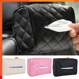 Nieuwe Auto Tissue Dozen PU Lederen Auto Zonneklep Opknoping Tissue Box Houder Organizer Tissue Lade Container Tas Auto interieur Opslag