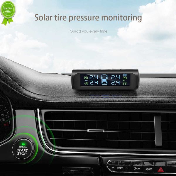 Nouvelle voiture TPMS système de surveillance de la pression des pneus énergie solaire numérique TMPS affichage LCD USB alarme de sécurité automatique capteur de pression des pneus
