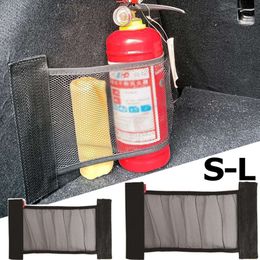 Nuevo maletero de coche, malla elástica, correas fijas, organizador Interior de coche, bolsa de red de almacenamiento para extintor, bolsa de fijación trasera de asiento, accesorio para coche