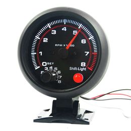 Nieuwe auto Universal Black Tachometer meter 92 mm Refited Instrument Wit Inter Light 0-8000 RPM Auto-accessoires