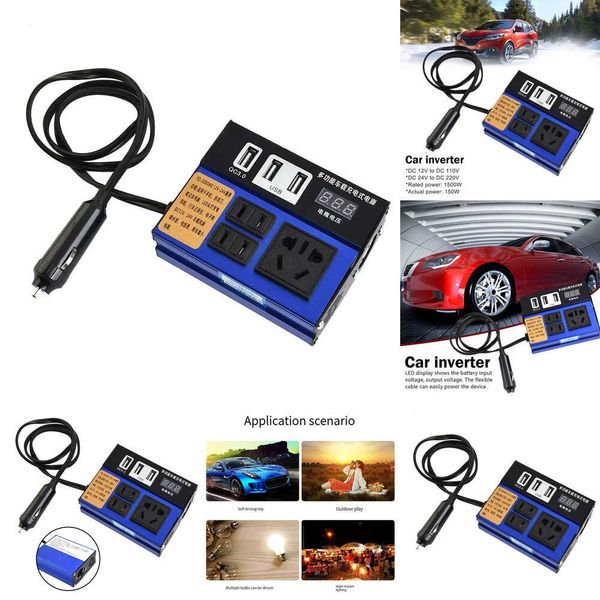 Nouveau véhicule de voiture Dc12v 24V à Dc110v 220V USB Ports universels 4 convertisseur onduleur ABS voyage multifonctionnel J3w1