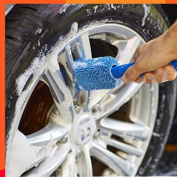 Nouveau lavage de voiture Portable microfibre roue pneu jante brosse lavage de roue de voiture nettoyage pour voiture avec poignée en plastique lavage automatique outils de nettoyage