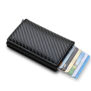 New Carbon Fiber Blocking Men's Credit Card Holder Leather Bank Card Wallet Case Cardholder Protection Purse For Women