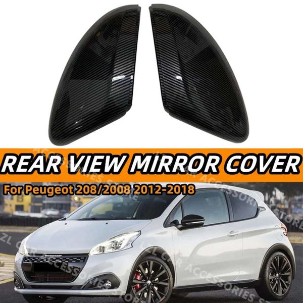 Nouvelle garniture de couvercle de rétroviseur de porte latérale en carbone pour Peugeot 208/2008 2012-2018, accessoires de voiture, Style de remplacement côté gauche + droit