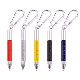 Nouveau porte-clés de transport stylo à outils multifonction stylo à bille en métal couteau croisé règle outil stylo porte-clés