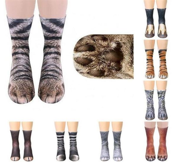 Nuevos calcetines con estampado 3D de dibujos animados para pies de animales, calcetines con patas de pezuña, calcetines de equipo para adultos, simulación Digital, Unisex, perro tigre, gato, Sock3715875