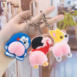 Nouveau dessin animé Animal pêche fesses mignon bout à bout porte-clés Silicone anti-rayures Couple sac à dos Boutique accessoires petit pendentif G1019