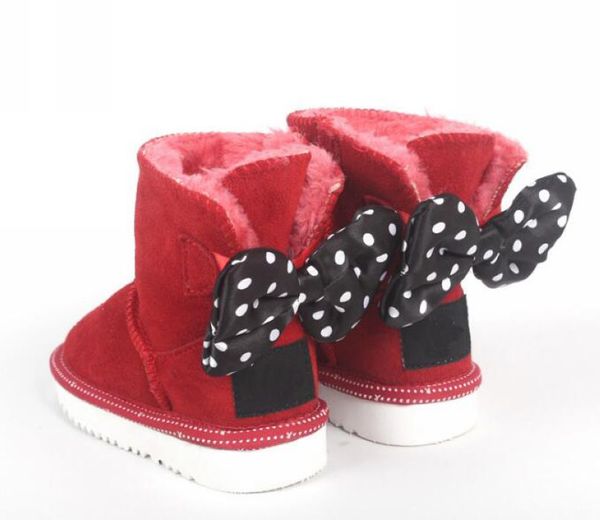 Bottes de neige pour bébé, bottes de personnage de souris, chaussons pour tout-petits, en cuir véritable, chaussures d'hiver pour enfants