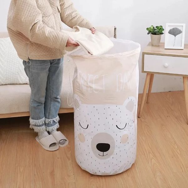 Nouveau dessin de dessin animé Sac de rangement pliable Organisateur de rangement transparent Vêtements de voyage Blanchette bébé panier de jouets