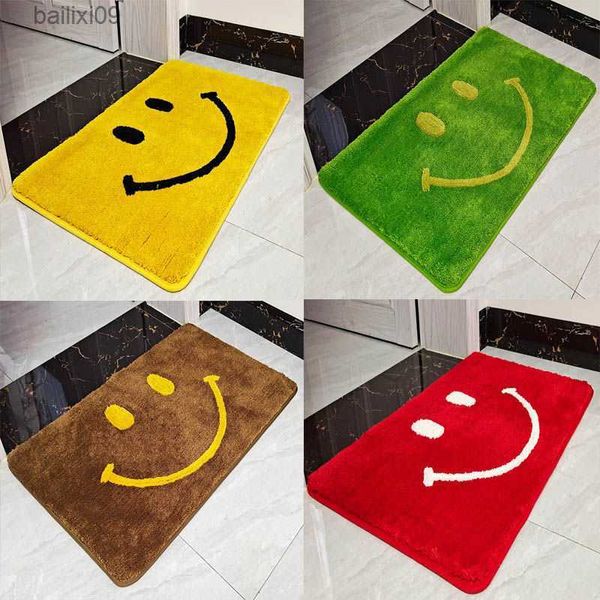 Nueva alfombra de dibujos animados Tapete TPR antideslizante Tapete de puerta 50 * 80 cm Almohadilla de cocina Baño Alfombras de baño Puerta Absorbente Sonrisa Cara Alfombrilla antideslizante T230519