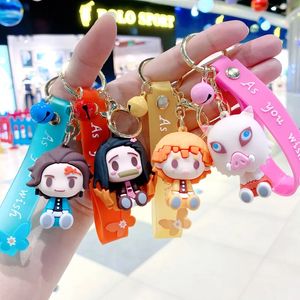 Nieuwe Cartoon Ghost anime Slayer Sleutelhanger Leuke Epoxy Pop Autosleutel Hanger Schooltas Ornament Klein Cadeau