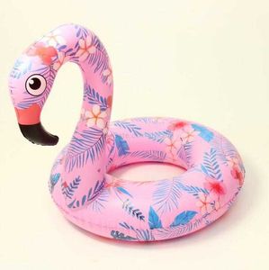 Nieuwe cartoon print flamingo zwemmen ringen watersport speelgoed opblaasbare drijvers strand water paty speelgoed kleurrijke opblaasbare drijvende dieren vlot