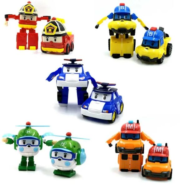 Nuevo dibujos animados robocar poli figuras transformación de anime deformación manual modelo de automóvil juguetes de regalo robots para niños