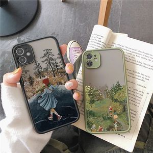 Coque de téléphone avec paysage de dessin animé pour fille, étui rigide résistant aux chocs pour iphone 7 8 Plus SE2 14 13 11 12 Pro Max X XR XS MAX, nouvelle collection