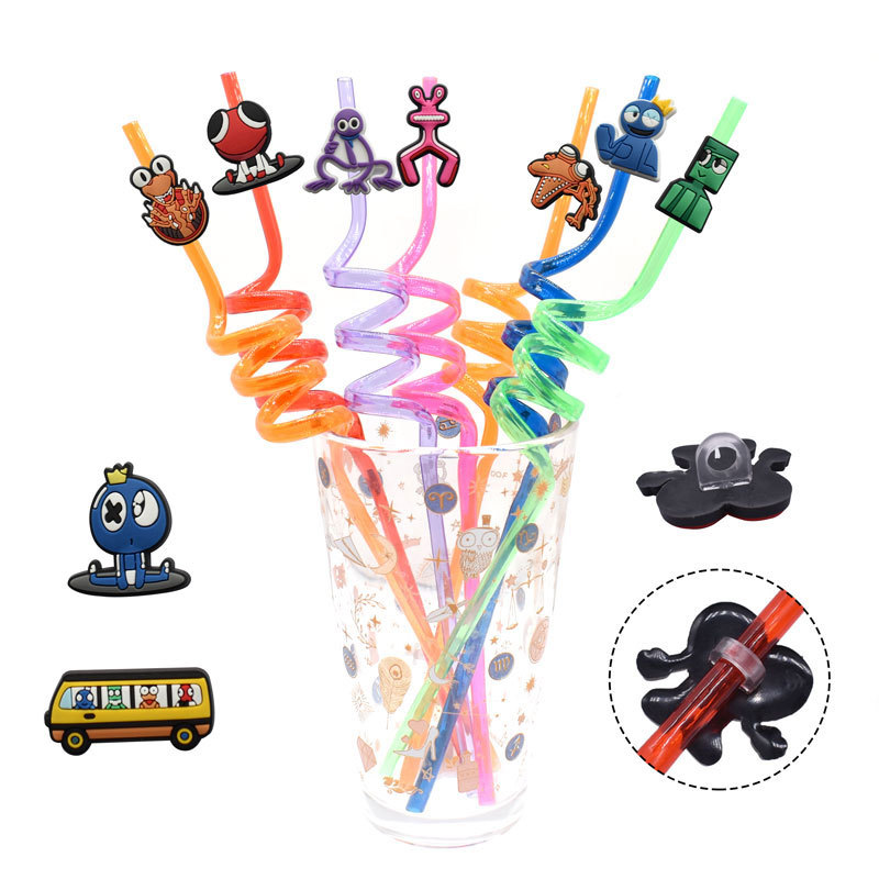New Cartoon Straw Cap Personalized Straw Cover Healthy PVC Soft Rubber Party Straw Decoration Wholesale