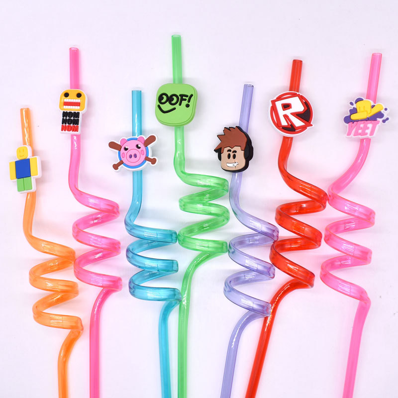 New cartoon straw cap straw sleeve PVC soft rubber personalized straw decorative buckle clip