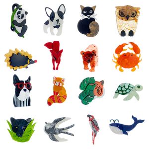 Nieuwe cartoon Tiger Crab Panda Elephant Hedgehog Acryl -broches voor vrouwelijke kinderen Handmad Crafts Rapel Pins feestjuwelen geschenken