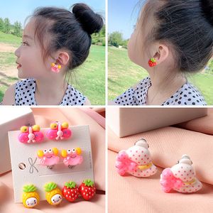 Nouveaux dessins animés oreille clip doux acrylique boucles d'oreilles crabe fruits filles mignon boucle d'oreille coréen Kawaii boucle d'oreille bijoux