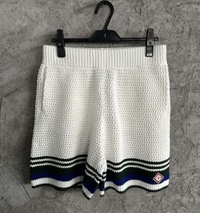 Nouvelle casa Blanca Designer Pantalon de sport en tricot homme et femmes décontractées rayées Hollow Out short de jambe droite d'été en tricot en tricot en tricot en tricot en tricot