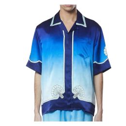 New Casaa SS Men Designer Silk Casual Shirt Loose Classic Classic Hot Pocket Back Letter Imprimer Unisexe Blue à manches courtes Hawaii Beach S D B