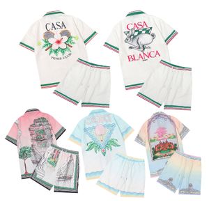 Nouvelles chemises Casablanc Mens Lucid Dreams Island Payery Color Temperament Satin Satin à manches courtes Short de chemise en soie