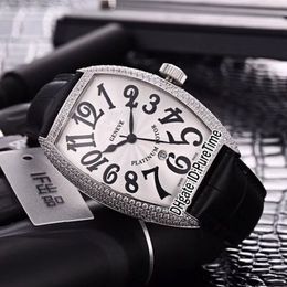 Nieuwe Casablanca 8880 C DT staal zilveren diamanten bezel zilveren wijzerplaat Japan Miyota 8215 automatisch herenhorloge zwart lederen band Watches227u