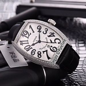 Nieuwe Casablanca 8880 C DT staal zilveren diamanten bezel zilveren wijzerplaat Japan Miyota 8215 automatisch herenhorloge zwart lederen band Watches249T