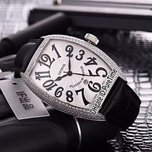 Nieuwe Casablanca 8880 C DT staal zilveren diamanten bezel zilveren wijzerplaat Japan Miyota 8215 automatisch herenhorloge zwart lederen band Watches269D