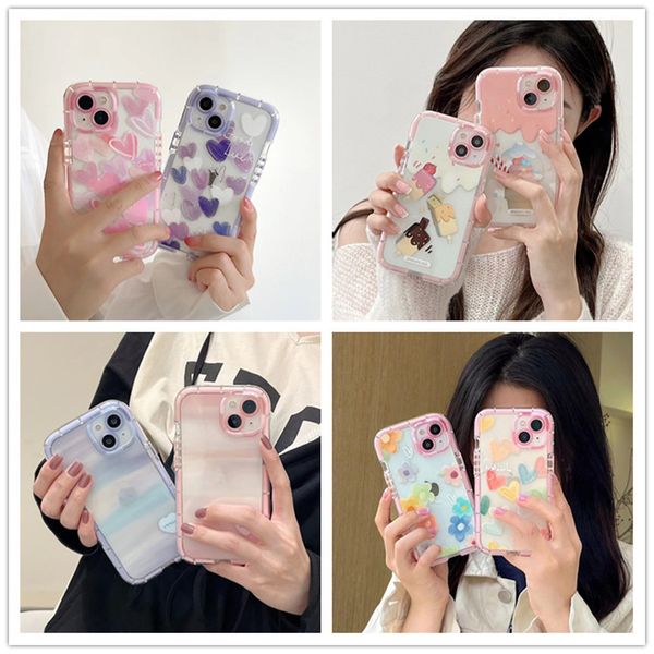 Nuevos casos lindo amor corazón suave a prueba de golpes parachoques transparente funda de teléfono para iPhone 14 11 12 13 Pro Max XS Max X XR funda trasera de silicona