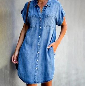 Nieuwe casual jurken zomer t -shirt jurk met eendoorgeslagen dames losse pocket office korte rok
