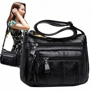 Nouveau sac décontracté femme souple en cuir PU épaule de haute qualité multi-poches sac à bandoulière couleur unie dames sac à bandoulière m6iL #
