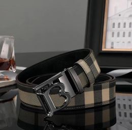 Nieuwe casual herenontwerper Belt Leather Classic Letter Automatische Buckle Layer Cowhide Plaid Belt Business and Leisure Belts Maat 100-125 cm