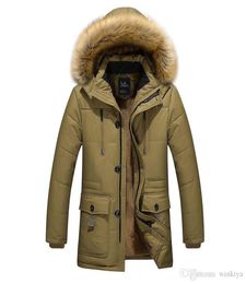 Nouveaux hommes décontractés Men039 épaississement chaud d'hiver et longue veste en laine en coton veste de mode à capuche à capuche à parkas slimas C9029417