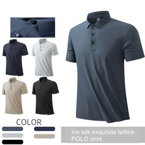 Nouveau polo décontracté hommes couleurs cool t-shirt de revers en soie glaciaire