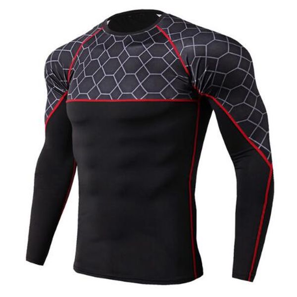 Nouveau Casual Rashgard Compression Sport Shirt Hommes À Manches Longues Fitness Top Sportswear Gym Formation t-shirt Bodybuilding Running Shirt Hommes