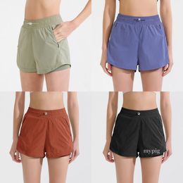 Nieuwe casual sport shorts voor dames anti-verblinding ademende snel drogende yoga shorts met ingebouwde lining sportzijde hangende zakken loopbroek