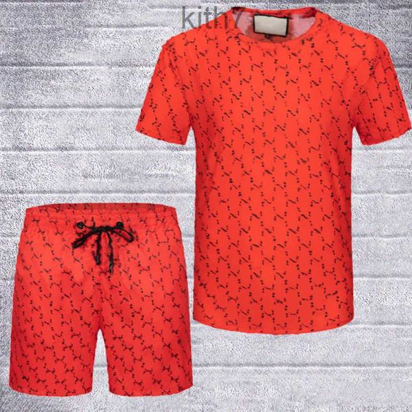 Nuevo traje casual para hombre Chándal Moda Alfabeto Patrón Verano Ropa deportiva Cuello redondo Manga corta Camiseta + pantalones cortos 2 Opción de color Diseñador de alta calidad Ropa deportiva YT6Z