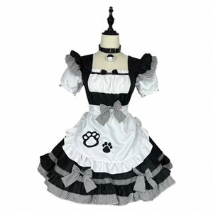 Nuevo disfraz de sirvienta de niña gato COSPLAY disfraz de mujer sirvienta linda japonesa en blanco y negro sirvienta clásica I11h #