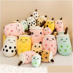 Nouveau Ccreative fruits lait thé tasse en peluche jouet mignon dessin animé Slee oreiller en gros Dhofm