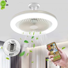 Nouveau Ventilateur De Plafond Avec Lumières Télécommande E27 Convertisseur Base 30W Télécommande Intelligente Ventilateur De Plafond Avec Éclairage LED Pour Salon